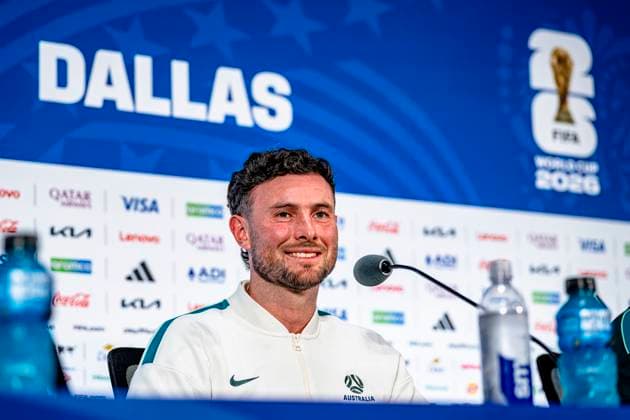 DALLAS - Oneill Aiden of Australia during the 2026 World Cup at AT&T Stadium on July 2, 2026, in Dallas, United States. (Photo by Stefan Koops EYE4IMAGES DeFodi Images) - *** DALLAS: Aiden O Neill of Australia during the 2026 World Cup at AT&T Stadium on July 2, 2026, in Dallas, United States. Photo by Stefan Koops, EYE4IMAGES, DeFodi Images