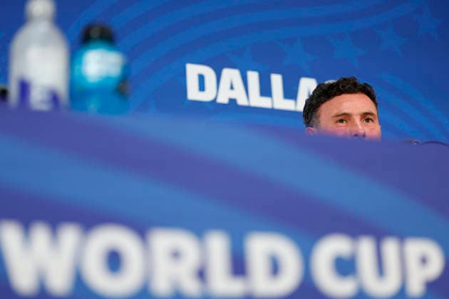 Aiden O Neill of Australia participates in a press conference, PK, Pressekonferenz in Dallas, USA 02 July 2026. Australian national team, Nationalteam press conference !ACHTUNG: NUR REDAKTIONELLE NUTZUNG!  Copyright: xMariscalx GR5040 20260702-55020782759_1