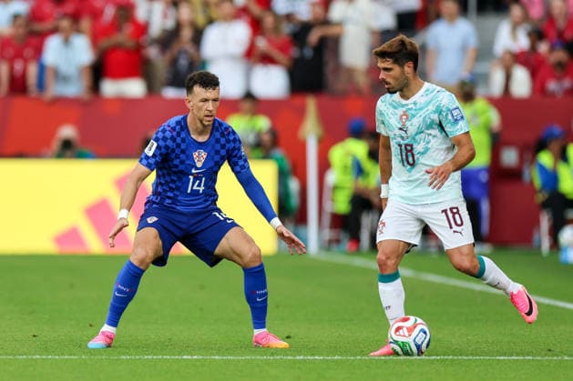 Portugal v Croatia: Round Of 32 - FIFA World Cup, WM, Weltmeisterschaft, Fussball 2026 Ivan Perisicof Croatia and Pedro Neto of Portugal during the FIFA World Cup 2026 Round Of 32 match between Portugal and Croatia at Toronto Stadium on July 2, 2026 in Toronto, Canada.  SanjinxStrukic PIXSELL