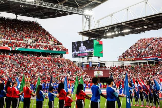 RECORD DATE NOT STATED FIFA World Cup, WM, Weltmeisterschaft, Fussball 2026 - Round of 32 - Portugal v Croatia A tribute marks the first anniversary of the passing of former portuguese footballer, Diogo Jota before the FIFA World Cup 2026 Round of 32 match between Portugal and Croatia, at the Toronto Stadium, in Toronto, Canada, on Thursday, July 02, 2026.(Foto: William Volcov Brazil Photo Press IMAGO) Sports Toronto CA Canada Copyright: xWILLIAMxVOLCOVx