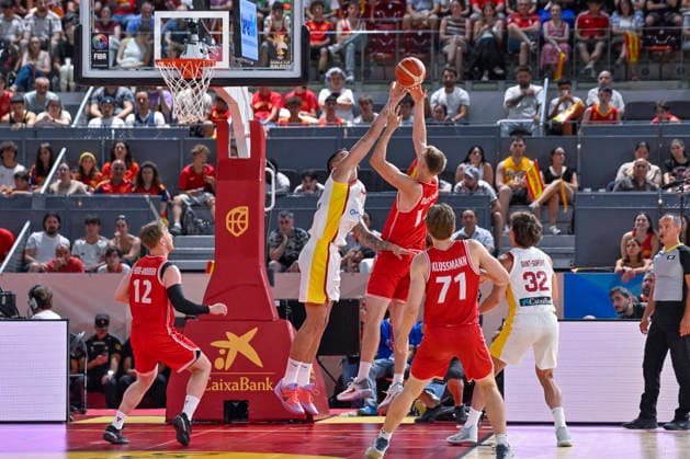 July 2, 2026, Madrid, Madrid, Spain: DAVID KRISTENSEN of Denmark national team, Nationalteam shoot for the basket during the SPAIN vs. DENMARK 2025-26 World Cup Qualifier friendly basketball game for QAT 27, held at the Caja Magica on July 2, 2026, in Madrid, Spain. SPAIN 109 Vs. DENMARK 81 2025-26 World Cup Qualifier Friendly Basketball Game For QAT 27 (07.02.26)  - ZUMAc312 20260702_zsp_c312_272 Copyright: xOscarxManuelxSanchezx