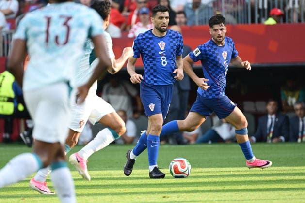 Toronto, July 26, 2026. BMO Field, 2026 FIFA World Cup, WM, Weltmeisterschaft, Fussball Portugal vs. Croatia, World Cup Round of 32 knockout match. Pictured: Mateo Kovaèiæ, Martin Baturina. Photo: Boris Kovaèev CROPIX Copyright: xxBorisxKovacevx bk_portugal_hrvatska39-020726