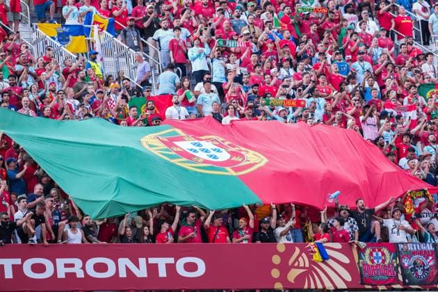 Fans of Portugal cheer during a FIFA Men’s World Cup 2026 round of 32 football match between Portugal and Croatia at Toronto Stadium, in Toronto July 02th 2026 (Photo by Alexandra Fechete SPP)  Copyright: xAlexandraxFechete SPPx Sportspressphoto_SPR183002