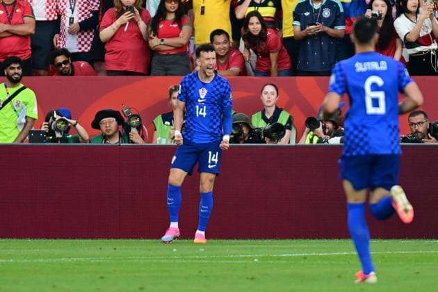 FIFA World Cup, WM, Weltmeisterschaft, Fussball 2026 - Round of 32 - Portugal vs Croatia Ivan Perisic of Croatia celebrates scoring the 0-1 goal during the FIFA World Cup 2026 Round of 32 match Portugal against Croatia, in Toronto, Canada, 02 July 2026. TORONTO Canada  Copyright: xEDUARDOxLIMAx