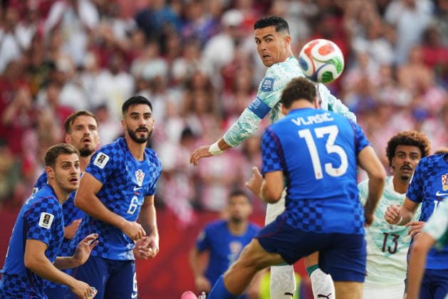 July 2, 2026, Toronto, On, CANADA: Portugal s Cristiano Ronaldo (7) watches as Croatia s Nikola Vlasic (13) clears the ball during the first half of a World Cup round of 32 soccer match, in Toronto on Thursday, July 2, 2026. Canada News - July 2, 2026  - ZUMAc35_ 20260702_zaf_c35_107 Copyright: xNathanxDenettex