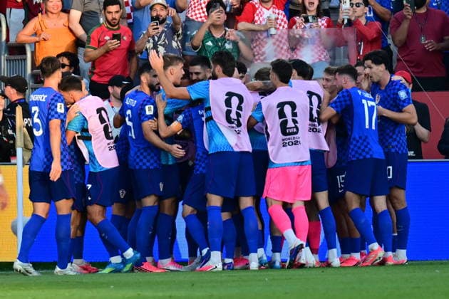 FIFA World Cup, WM, Weltmeisterschaft, Fussball 2026 - Round of 32 - Portugal vs Croatia Players of Croatia celebrate scoring the 0-1 goal during the FIFA World Cup 2026 Round of 32 match Portugal against Croatia, in Toronto, Canada, 02 July 2026. TORONTO Canada  Copyright: xEDUARDOxLIMAx