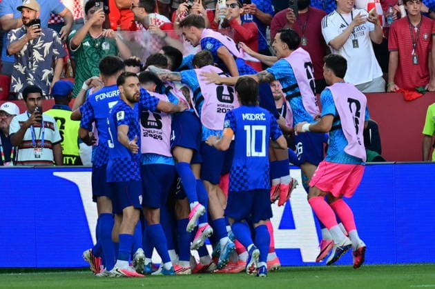 FIFA World Cup, WM, Weltmeisterschaft, Fussball 2026 - Round of 32 - Portugal vs Croatia Players of Croatia celebrate scoring the 0-1 goal during the FIFA World Cup 2026 Round of 32 match Portugal against Croatia, in Toronto, Canada, 02 July 2026. TORONTO Canada  Copyright: xEDUARDOxLIMAx