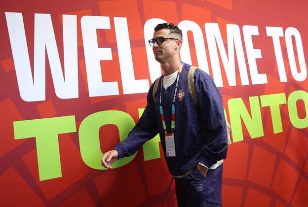 (260703) -- TORONTO, July 3, 2026 -- Cristiano Ronaldo of Portugal arrives before the round of 32 match between Portugal and Croatia at the 2026 FIFA World Cup, WM, Weltmeisterschaft, Fussball at Toronto Stadium in Toronto, Canada, July 2, 2026. (Photo by Xinhua) (SP)CANADA-TORONTO-FOOTBALL-FIFA WORLD CUP-ROUND OF 32-POR VS CRO ZouxZheng 