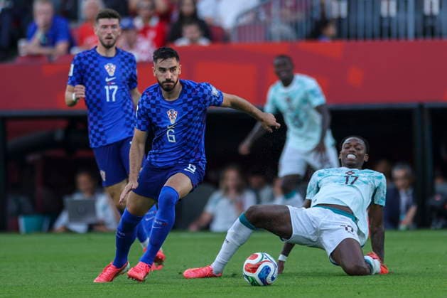 FIFA World Cup, WM, Weltmeisterschaft, Fussball 2026 - Round of 32 - Portugal vs Croatia Portugal s Rafael Leao (R) in action against Croatia s Josip Sutalo (L) during the FIFA World Cup 2026 Round of 32 match Portugal against Croatia, in Toronto, Canada, 02 July 2026. Palm Beach Florida United States  Copyright: xMIGUELxA.xLOPESx