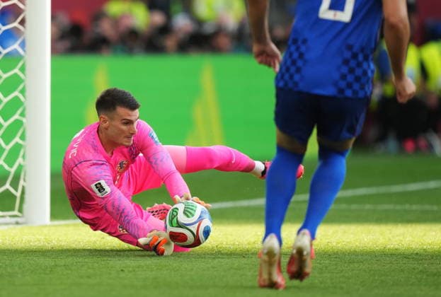 July 2, 2026, Toronto, On, CANADA: Croatia goalkeeper Dominik Livakovic (1) makes a save against Portugal during the first half of a World Cup round of 32 soccer match, in Toronto on Thursday, July 2, 2026. Canada News - July 2, 2026  - ZUMAc35_ 20260702_zaf_c35_113 Copyright: xNathanxDenettex