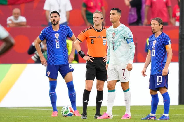 Portugal v Croatia: Round Of 32 - FIFA World Cup, WM, Weltmeisterschaft, Fussball 2026 Cristiano Ronaldo of Portugal and Luka Modric of Croatia look on during the FIFA World Cup 2026 Round Of 32 match between Portugal and Croatia at Toronto Stadium on July 02, 2026 in Toronto, Ontario. Toronto ON Canada  Copyright: xJosexBretonx originalFilename:bretonhernandez-portugal260702_npeE6.jpg