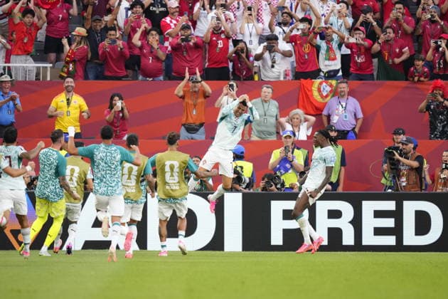 Portugal v Croatia - FIFA World Cup, WM, Weltmeisterschaft, Fussball 2026 - Round of 32 TORONTO, CANADA - JULY 02: Cristiano Ronaldo of Portugal celebrates after scoring his team s first goal during the 2026 FIFA World Cup Round of 32 match between Portugal and Croatia at Toronto Stadium (BMO Field) in Toronto, Ontario, Canada on July 02, 2026. Jose Hernandez Anadolu Ontario Canada. Editorial use only. Please get in touch for any other usage.  Copyright: x2026xAnadoluxJosexHernandezx