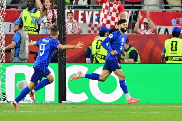 FIFA World Cup, WM, Weltmeisterschaft, Fussball 2026 - Round of 32 - Portugal vs Croatia Josko Gvardiol of Croatia (R) celebrates scoring a goal that was later disallowed by VAR due to the offside rule during the FIFA World Cup 2026 Round of 32 match Portugal against Croatia, in Toronto, Canada, 02 July 2026. TORONTO Canada  Copyright: xEDUARDOxLIMAx