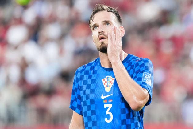 Marin Pongracic of Croatia gestures during a FIFA Men’s World Cup 2026 round of 32 football match between Portugal and Croatia at Toronto Stadium, in Toronto July 02th 2026 (Photo by Alexandra Fechete SPP)  Copyright: xAlexandraxFechete SPPx Sportspressphoto_SPR183082