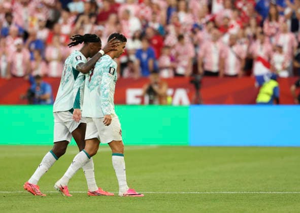 (260703) -- TORONTO, July 3, 2026 -- Cristiano Ronaldo (L) of Portugal leaves the pitch after he is substituted during the round of 32 match between Portugal and Croatia at the 2026 FIFA World Cup, WM, Weltmeisterschaft, Fussball at Toronto Stadium in Toronto, Canada, July 2, 2026. (Photo by Xinhua) (SP)CANADA-TORONTO-FOOTBALL-FIFA WORLD CUP-ROUND OF 32-POR VS CRO ZouxZheng 