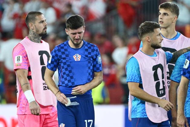 Toronto, July 26, 2026. BMO Field, 2026 FIFA World Cup, WM, Weltmeisterschaft, Fussball Portugal vs. Croatia, World Cup Round of 32 knockout match. In the photo: Dominik Kotarski, Petar Sucic, Marco Pasalic. Photo: Boris Kovacev CROPIX Copyright: xxBorisxKovacevx bk_portugal_hrvatska91-020726