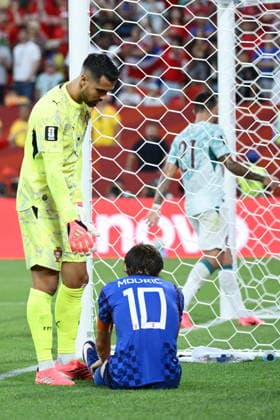 Toronto, July 26, 2026. BMO Field, 2026 FIFA World Cup, WM, Weltmeisterschaft, Fussball Portugal vs. Croatia, World Cup Round of 32 knockout match. In the photo: Diogo Costa, Luka Modric. Photo: Boris Kovacev CROPIX Copyright: xxBorisxKovacevx bk_portugal_hrvatska101-020726