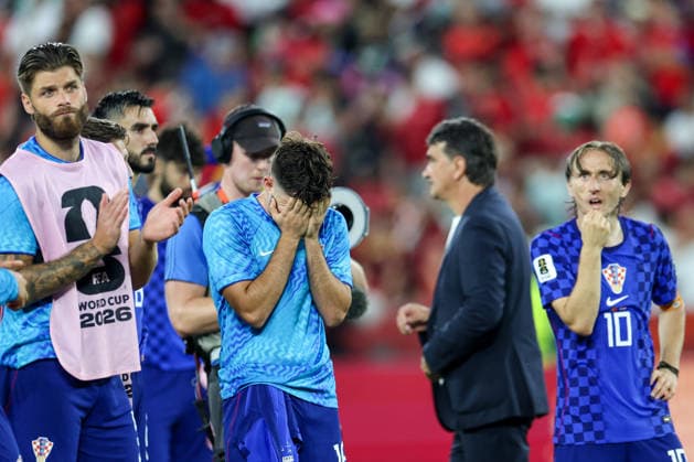 Portugal v Croatia: Round Of 32 - FIFA World Cup, WM, Weltmeisterschaft, Fussball 2026 Duje Caleta Car and Martin Baturina of Croatia react after a 1-2 loss during the FIFA World Cup 2026 Round Of 32 match between Portugal and Croatia at Toronto Stadium on July 2, 2026 in Toronto, Canada.  SanjinxStrukic PIXSELL