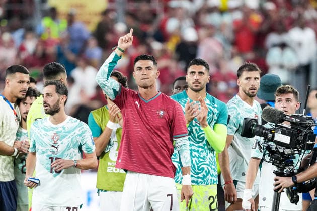 Cristiano Ronaldo of Portugal gestures during a FIFA Men’s World Cup 2026 round of 32 football match between Portugal and Croatia at Toronto Stadium, in Toronto July 02th 2026 (Photo by Alexandra Fechete SPP)  Copyright: xAlexandraxFechete SPPx Sportspressphoto_SPR183136