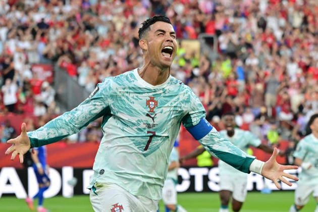 FIFA World Cup, WM, Weltmeisterschaft, Fussball 2026 - Round of 32 - Portugal vs Croatia epaselect Cristiano Ronaldo of Portugal celerbates after scoring the 1-1 goal during the FIFA World Cup 2026 Round of 32 match Portugal against Croatia, in Toronto, Canada, 02 July 2026. TORONTO Canada  Copyright: xEDUARDOxLIMAx
