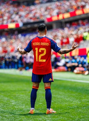 Spain vs Austria - FIFA World Cup, WM, Weltmeisterschaft, Fussball 2026 - 02 07 2026 Pedro Porro of Spain celebrates his goal during the FIFA World Cup 2026 round of 32 match between Spain and Austria at Los Angeles Stadium on July 2, 2026 in Inglewood, California, Estados Unidos Inglewood Estados Unidos Copyright: xPGSxPhotoxAgencyx