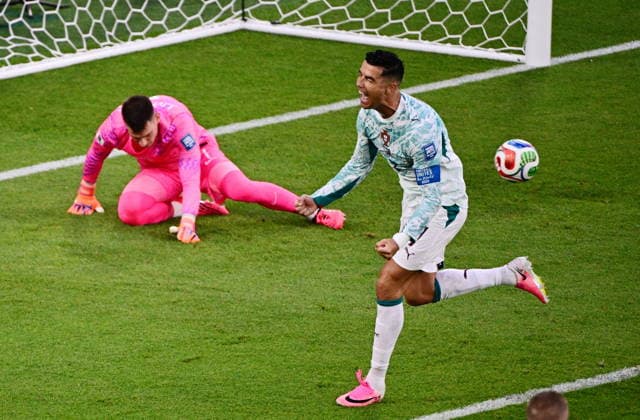 July 2, 2026, Toronto, On, CANADA: Portugal s Cristiano Ronaldo (7) celebrates a goal against Croatia goalkeeper Dominik Livakovic (1) on a penalty kick during the second half of a World Cup round of 32 soccer match, in Toronto on Thursday, July 2, 2026. Canada News - July 2, 2026  - ZUMAc35_ 20260702_zaf_c35_166 Copyright: xSammyxKoganx