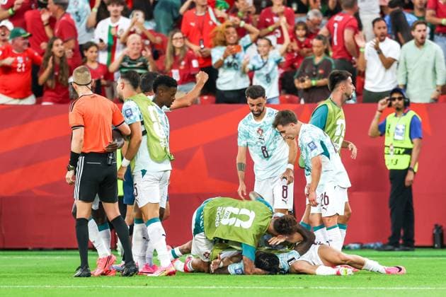 RECORD DATE NOT STATED FIFA World Cup, WM, Weltmeisterschaft, Fussball 2026 - Round of 32 - Portugal v Croatia goncalo ramos player of portugal celebrates his goal with teammates during the fifa world cup 2026 round of 32 match between portugal and croatia, at the toronto stadium, in toronto, canada, on thursday, july 02, 2026.(Foto: William Volcov Brazil Photo Press IMAGO) Sports Toronto CA Canada Copyright: xWILLIAMxVOLCOVx