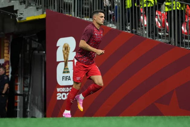FIFA World Cup, WM, Weltmeisterschaft, Fussball 2026 - Round of 32 - Switzerland vs Algeria Granit Xhaka of Switzerland enters the pitch to warm up ahead of the FIFA World Cup 2026 Round of 32 match Switzerland against Algeria, in Vancouver, Canada, 03 July 2026. VANCOUVER Canada  Copyright: xBOBxFRIDx