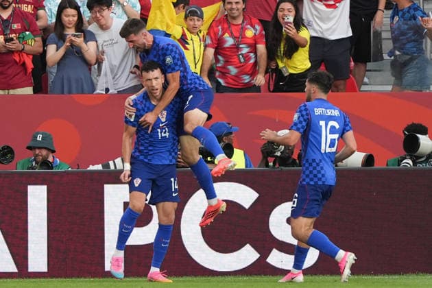 Portugal v Croatia Round of 32 - FIFA World Cup, WM, Weltmeisterschaft, Fussball 2026 Ivan PeriÅ¡iÄ‡ 14 of Croatia national football team celebrating after scoring a goal during the FIFA World Cup 2026 round of 32 match between Croatia and Portugal at Toronto Stadium. on July 2, 2026 in Toronto, Canada. (Photo by Leonardo Ramirez Eyepix Group) Copyright: xLeonardoxRamirez xEyepixxGroupx LR02072026-07970