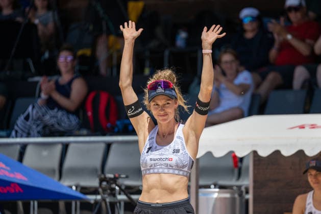 GSTAAD, SWITZERLAND - JULY 2: Nina Brunner (Player No. 1, SUI) during the Beach Pro Tour - Elite 16 at Gstaad on July 2, 2026 in Gstaad, Switzerland. Switzerland Copyright: xPeterxWeberx