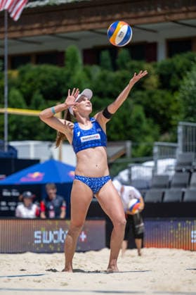 GSTAAD, SWITZERLAND - JULY 2: Kristen Cruz (Player No. 1, USA) during the Beach Pro Tour - Elite 16 at Gstaad on July 2, 2026 in Gstaad, Switzerland. Switzerland Copyright: xPeterxWeberx