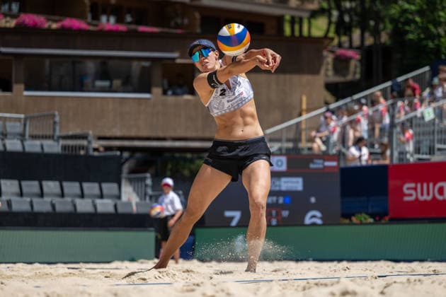 GSTAAD, SWITZERLAND - JULY 2: Tanja Hüberli (Player No. 2, SUI) during the Beach Pro Tour - Elite 16 at Gstaad on July 2, 2026 in Gstaad, Switzerland. Switzerland Copyright: xPeterxWeberx