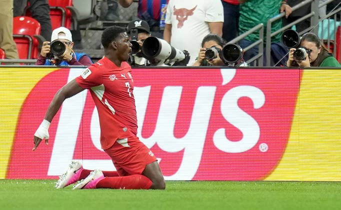 FIFA World Cup, WM, Weltmeisterschaft, Fussball 2026 - Round of 32 - Switzerland vs Algeria Breel Embolo of Switzerland celebrates after scoring the opening goal during the FIFA World Cup 2026 Round of 32 match Switzerland against Algeria, in Vancouver, Canada, 03 July 2026. VANCOUVER Canada  Copyright: xBOBxFRIDx