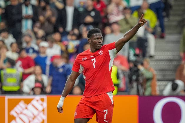 Kanada: Fußball FIFA World Cup, WM, Weltmeisterschaft, Fussball 2026 Sechzehntelfinale - Schweiz vs Algerien - BC Place Stadium Vancouver: Tor und Torjubel zum 1:0 durch Breel Embolo (Schweiz, 7) Freude, Emotionen, Jubel *** Canada Soccer 2026 FIFA World Cup Round of 32 Switzerland vs. Algeria BC Place Stadium, Vancouver Goal and celebration of the 1–0 score by Breel Embolo (Switzerland), 7 Joy, emotions, celebration Copyright: xJOERANxSTEINSIEKx