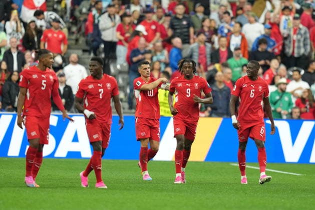 Switzerland v Algeria - FIFA World Cup, WM, Weltmeisterschaft, Fussball 2026 - Round of 32 VANCOUVER, CANADA - JULY 02: Players of Switzerland celebrate after Dan Ndoye scored a goal during the 2026 FIFA World Cup Round of 32 match between Switzerland and Algeria at BC Place (Vancouver Stadium) in Vancouver, British Columbia, Canada on July 02, 2026. Ercin Erturk Anadolu British Columbia Canada. Editorial use only. Please get in touch for any other usage.  Copyright: x2026xAnadoluxErcinxErturkx