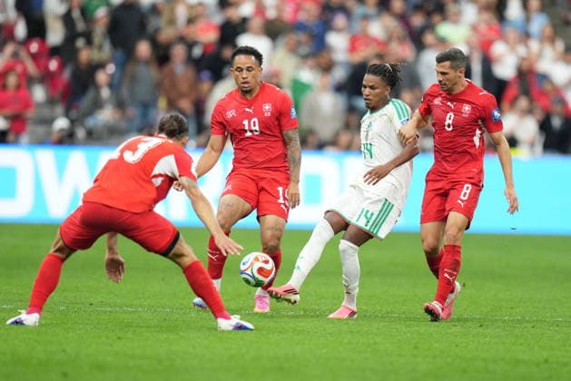 Switzerland v Algeria - FIFA World Cup, WM, Weltmeisterschaft, Fussball 2026 - Round of 32 VANCOUVER, CANADA - JULY 02: Ricardo Rodriguez (13) of Switzerland in action against Hicham Boudaoui (14) of Algeria during the 2026 FIFA World Cup Round of 32 match between Switzerland and Algeria at BC Place (Vancouver Stadium) in Vancouver, British Columbia, Canada on July 02, 2026. Ercin Erturk Anadolu British Columbia Canada. Editorial use only. Please get in touch for any other usage.  Copyright: x2026xAnadoluxErcinxErturkx