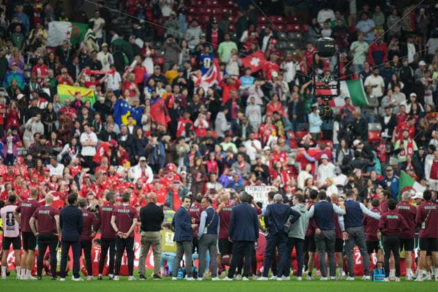Switzerland v Algeria - FIFA World Cup, WM, Weltmeisterschaft, Fussball 2026 - Round of 32 VANCOUVER, CANADA - JULY 02: Players of Switzerland celebrate after the 2026 FIFA World Cup Round of 32 match between Switzerland and Algeria at BC Place (Vancouver Stadium) in Vancouver, British Columbia, Canada on July 02, 2026. Ercin Erturk Anadolu British Columbia Canada. Editorial use only. Please get in touch for any other usage.  Copyright: x2026xAnadoluxErcinxErturkx