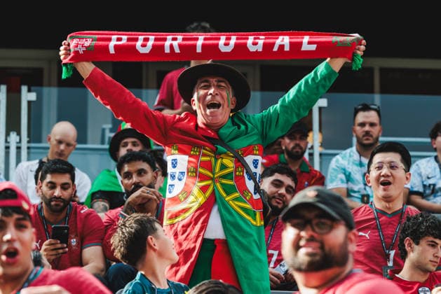TORONTO, ON - JULY 02: A Portugal supporter is seen before the FIFA World Cup, WM, Weltmeisterschaft, Fussball 2026 Round of 32 match between Portugal and Croatia on July 02, 2026, at Toronto Stadium in Toronto, ON. (Photo by Mathew Tsang Icon Sportswire) SOCCER: JUL 02 FIFA World Cup 26 Round of 32 - Portugal v Croatia EDITORIAL USE ONLY Icon260702001