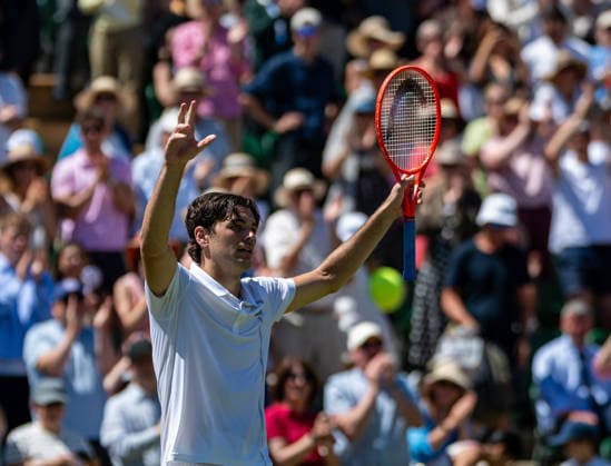 Tennis - Wimbledon Championship 2026 - Day 4 LONDON, ENGLAND - Thursday, July 2, 2026: Taylor Fritz (USA) celebrates after winning the Gentlemen s Singles Second Round match on Day Four of The Championships Wimbledon 2026 at the All England Lawn Tennis and Croquet Club. (Photo by Kirsten Holst Propaganda) LONDON All England Lawn Tennis and Croquet Club GREATER LONDON ENGLAND  Copyright: xKirstenxHolstx 2026-07-02-021-Wimbledon_D4