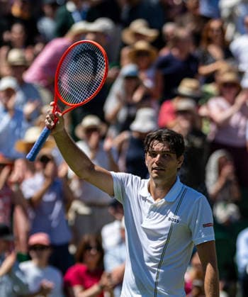 Tennis - Wimbledon Championship 2026 - Day 4 LONDON, ENGLAND - Thursday, July 2, 2026: Taylor Fritz (USA) celebrates after winning the Gentlemen s Singles Second Round match on Day Four of The Championships Wimbledon 2026 at the All England Lawn Tennis and Croquet Club. (Photo by Kirsten Holst Propaganda) LONDON All England Lawn Tennis and Croquet Club GREATER LONDON ENGLAND  Copyright: xKirstenxHolstx 2026-07-02-022-Wimbledon_D4