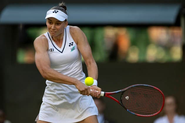 (260703) -- LONDON, July 3, 2026 -- Elena Rybakina of Kazakhstan returns the ball during the women s singles second round match against Caty McNally of the United States at the Wimbledon Tennis Championships in London, Britain, on July 2, 2026. (Photo by Xinhua) (SP)BRITAIN-LONDON-TENNIS-WIMBLEDON-WOMEN S SINGLES StephenxChung 