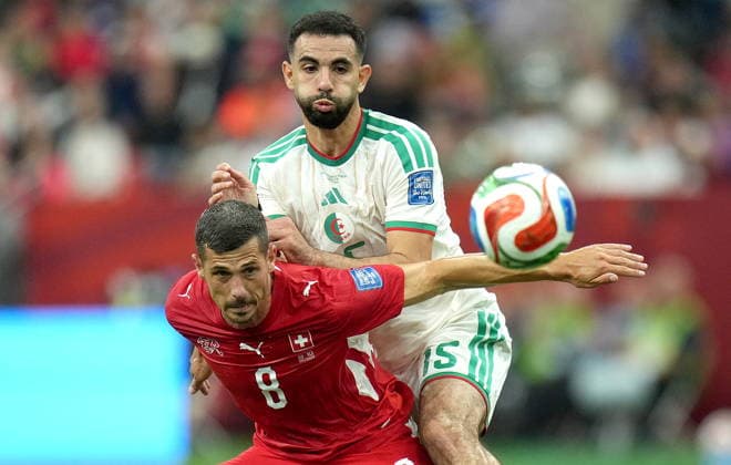 FIFA World Cup, WM, Weltmeisterschaft, Fussball 2026 - Round of 32 - Switzerland vs Algeria epaselect Remo Freuler (L) of Switzerland and Rayan Ait-Nouri of Algeria in action during the FIFA World Cup 2026 Round of 32 match Switzerland against Algeria, in Vancouver, Canada, 02 July 2026. VANCOUVER Canada  Copyright: xBOBxFRIDx