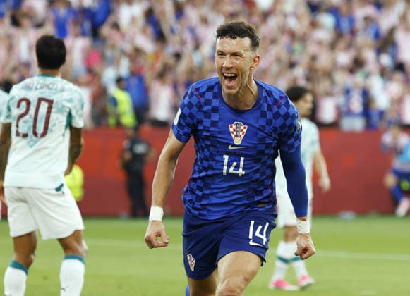 Football: 2026 World Cup Croatia s Ivan Perisic reacts after scoring his team s first goal in the second half of a World Cup round of 32 football match against Portugal at Toronto Stadium in Toronto on July 2, 2026.  A14AA0005621372P