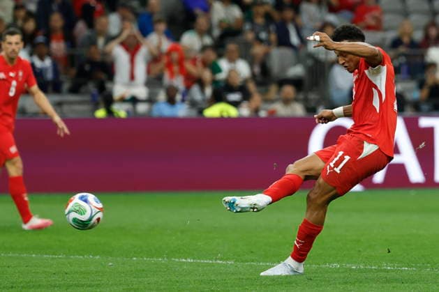 FIFA World Cup, WM, Weltmeisterschaft, Fussball 2026 - Round of 32 - Switzerland vs Algeria Switzerland s Dan Ndoye scores the second goal during the World Cup round of 32 soccer match between Switzerland and Algeria at the BC Place stadium in Vancouver, Canada, 02 July 2026. Vancouver Canada  Copyright: xPETERxKLAUNZERx