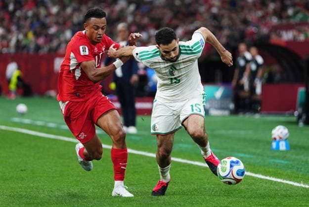 July 2, 2026, Vancouver, Bc, CANADA: Switzerland s Dan Ndoye (11) and Algeria s Rayan Ait-Nouri (15) vie for the ball during the first half of a World Cup Round of 32 soccer match, in Vancouver, on Thursday, July 2, 2026. Canada News - July 2, 2026  - ZUMAc35_ 20260702_zaf_c35_327 Copyright: xEthanxCairnsx