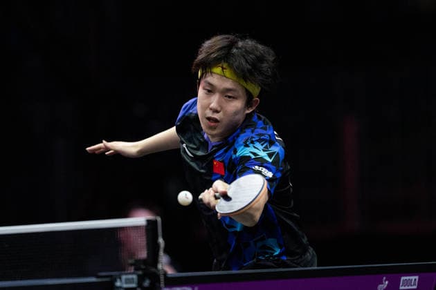 LOS ANGELES, CALIFORNIA - JULY 02: Wang Chuqin of China competes in the Men s Singles - Round of 16 match against Anders Lind of Denmark on day 7 of United States Smash 2026 at Ontario Convention Center on July 2, 2026 in Los Angeles, California.  Copyright: xVCGx 111651980437