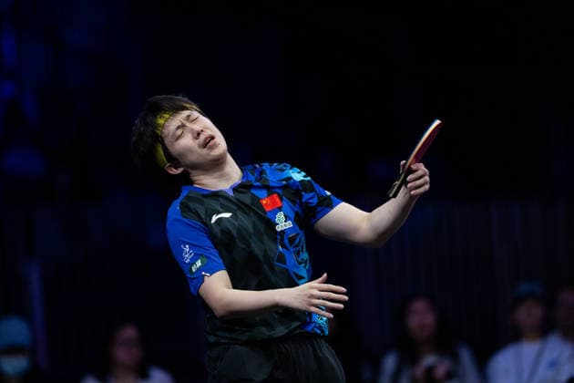 LOS ANGELES, CALIFORNIA - JULY 02: Wang Chuqin of China competes in the Men s Singles - Round of 16 match against Anders Lind of Denmark on day 7 of United States Smash 2026 at Ontario Convention Center on July 2, 2026 in Los Angeles, California.  Copyright: xVCGx 111651980433