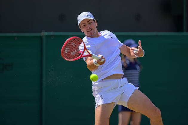 Day Five: The Championships - Wimbledon 2026 LONDON, ENGLAND JULY 03 - Joao Fonseca of Brazil during Gentlemen s Single Third Round against Roman Safiullin of Russia at The Wimbledon Lawn Tennis Championship at Wimbledon on July 03, 2026 in London, England. (Photo by Keeran Marquis)  Copyright: xKeeranxMarquis Fotoarena SPPx Sportspressphoto_SPR183570