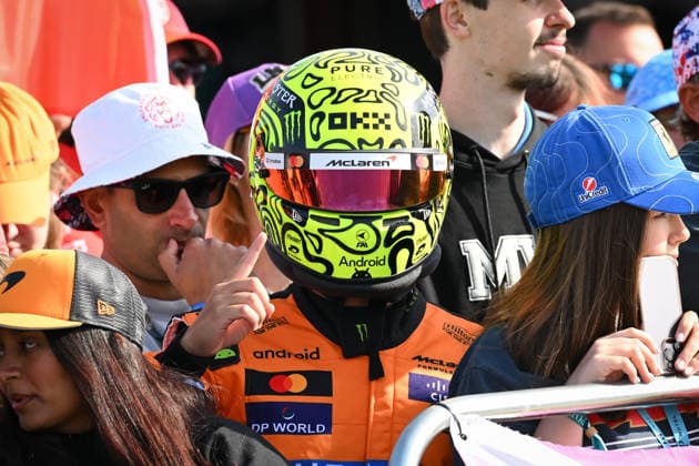F1 Grand Prix of Great Britain - Practice & Sprint Qualifying A Lando Norris fan wears a race suit and helmet during the Formula 1 Pirelli British Grand Prix 2026 at Silverstone Circuit, Towcester, on July 2, 2026. Towcester Northants United Kingdom  Copyright: xMIxNewsx originalFilename:fletcher-formula1260703_np3wx.jpg