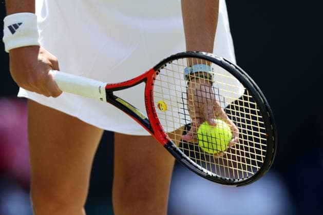 Winking face emoji on the racket of Daria Kasatkina Wimbledon Tennis Championships, Day 5, The All England Lawn Tennis and Croquet Club, London, UK - 03 Jul 2026London The All England Lawn Tennis and United Kingdom  Copyright: xKieranxMcManus Shutterstockx 16970351at